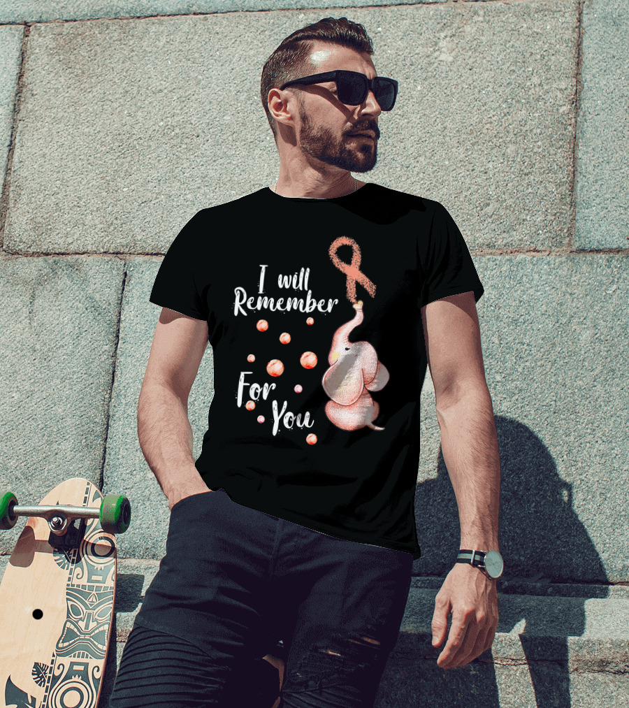 I Will Remember For You Elephant With Pink Ribbon And Bubbles T-Shirt