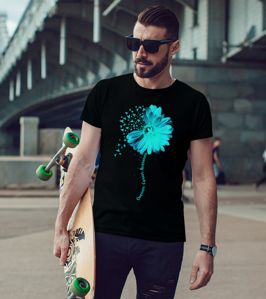 Ovarian Cancer Awareness Sunflower Ribbon Blossoms T-Shirt
