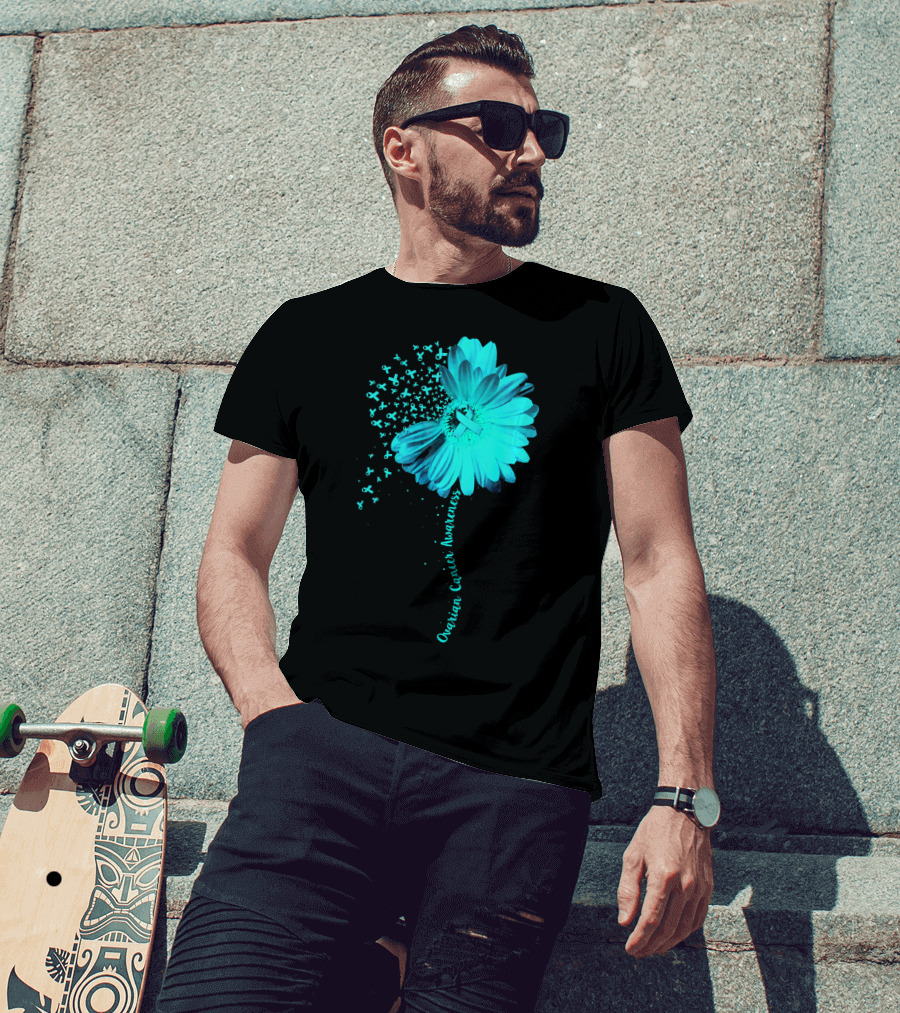 Ovarian Cancer Awareness Sunflower Ribbon Blossoms T-Shirt