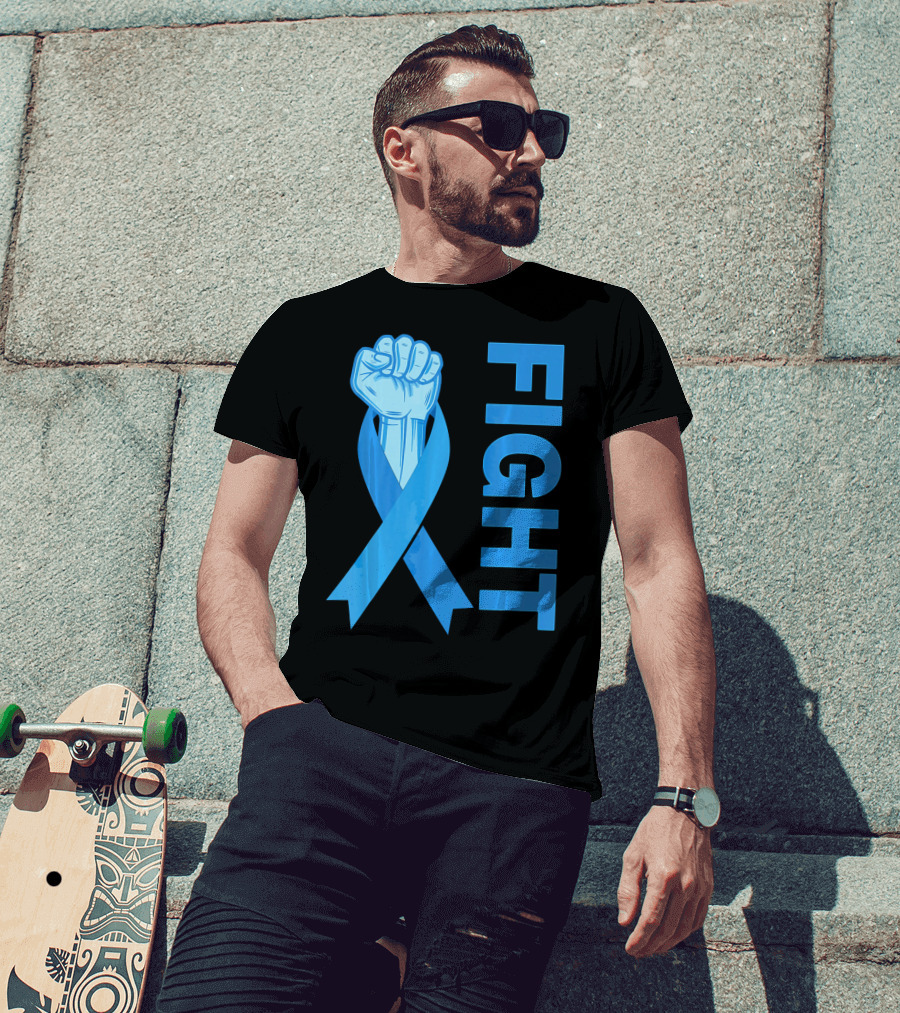 Fight Support Colon Cancer Awareness Rib Symbol Fist T-Shirt