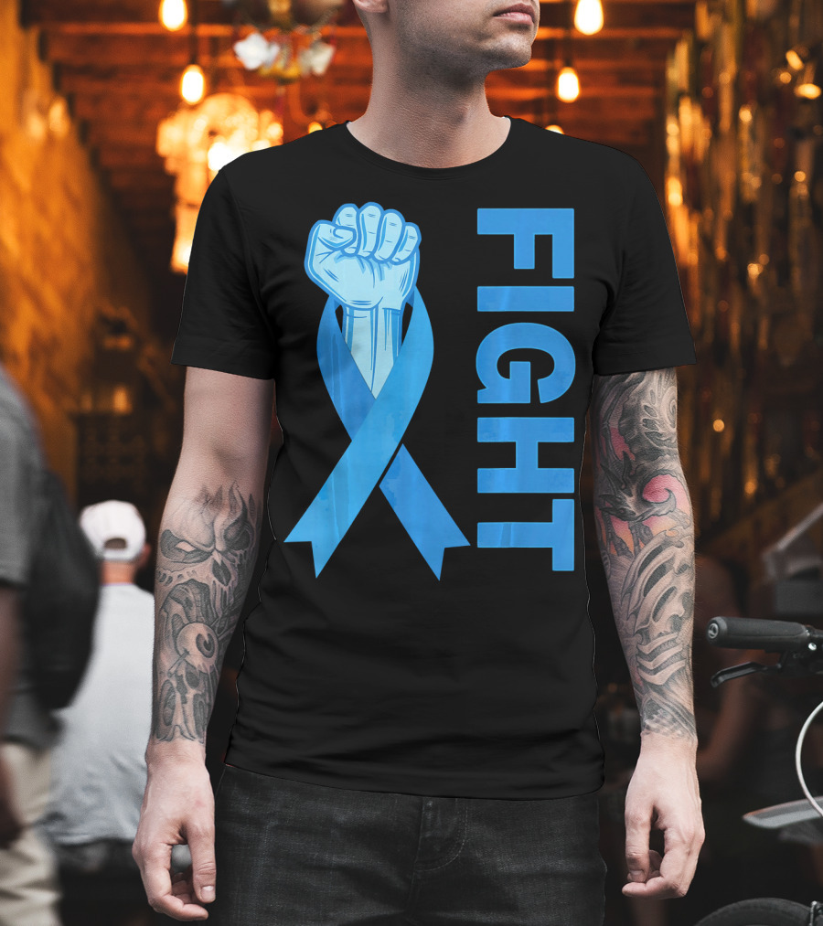 Fight Support Colon Cancer Awareness Rib Symbol Fist T-Shirt