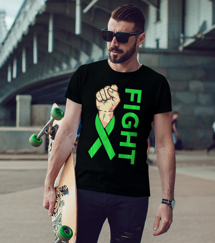 Fist Fight Bile Duct Cancer Green Ribbon Gallbladder T-Shirt