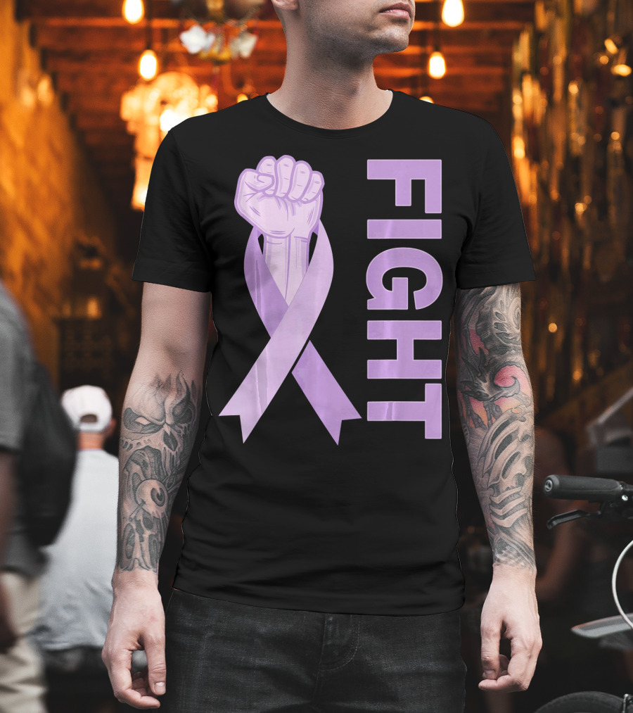 Fight Testicular Cancer Purple Ribbon Fist T-Shirt
