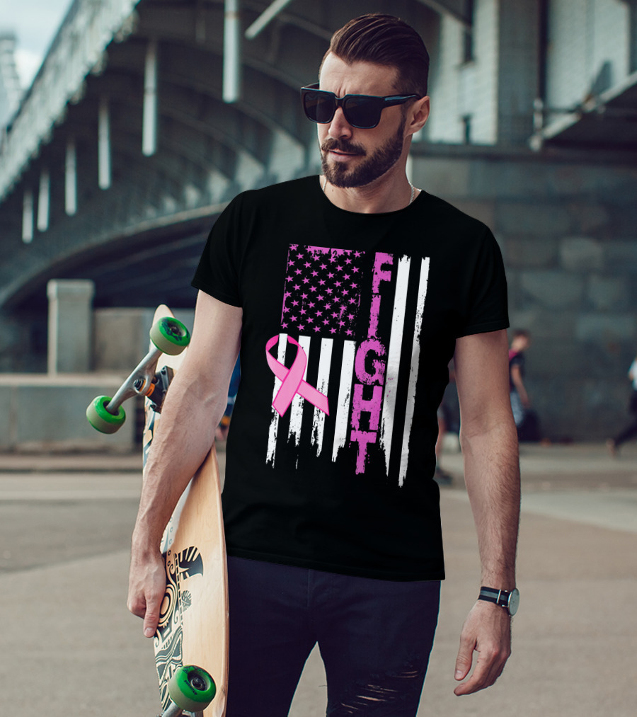 Fight Pink Ribbon Relay For Life Day Flag T-Shirt