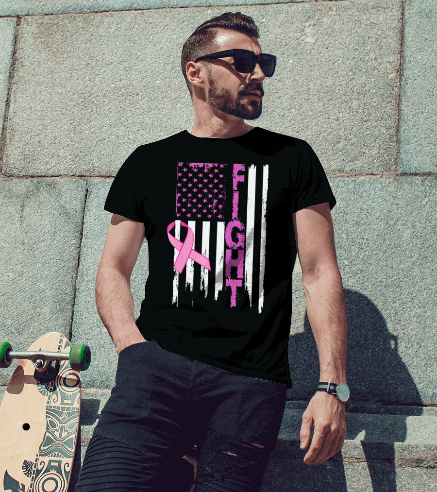 Fight Pink Ribbon Relay For Life Day Flag T-Shirt