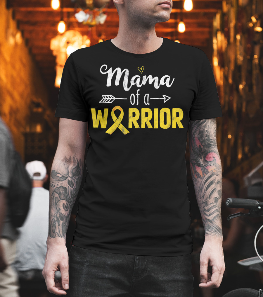 Mama Of A Warrior Childhood Cancer Awareness Yellow T-Shirt