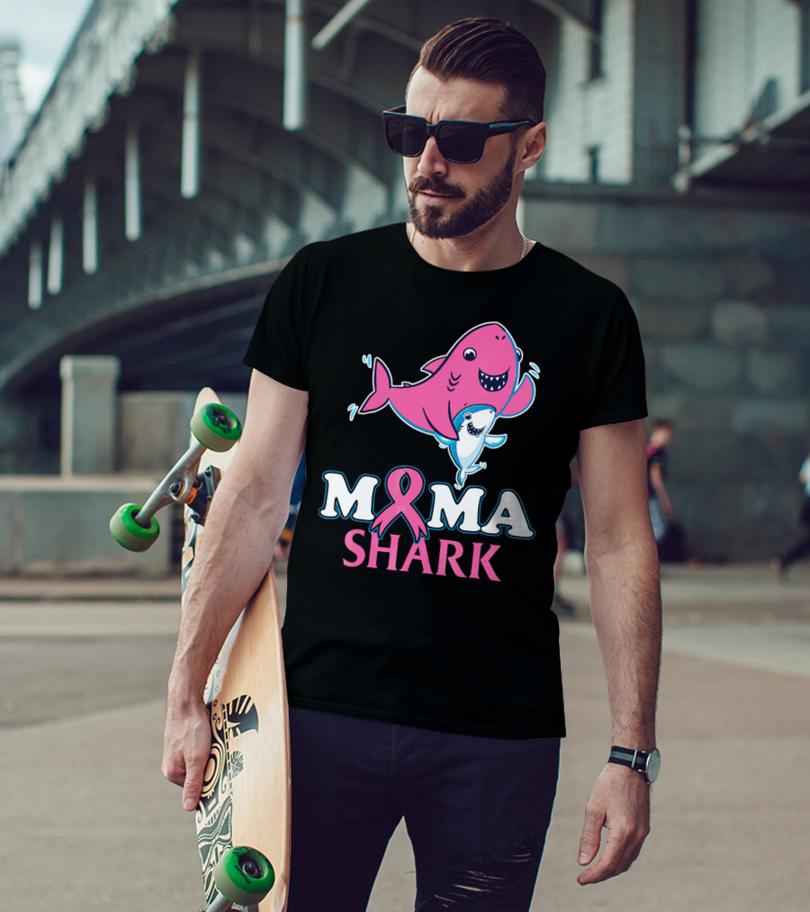 Mama Shark Breast Cancer Awareness Pink T-Shirt