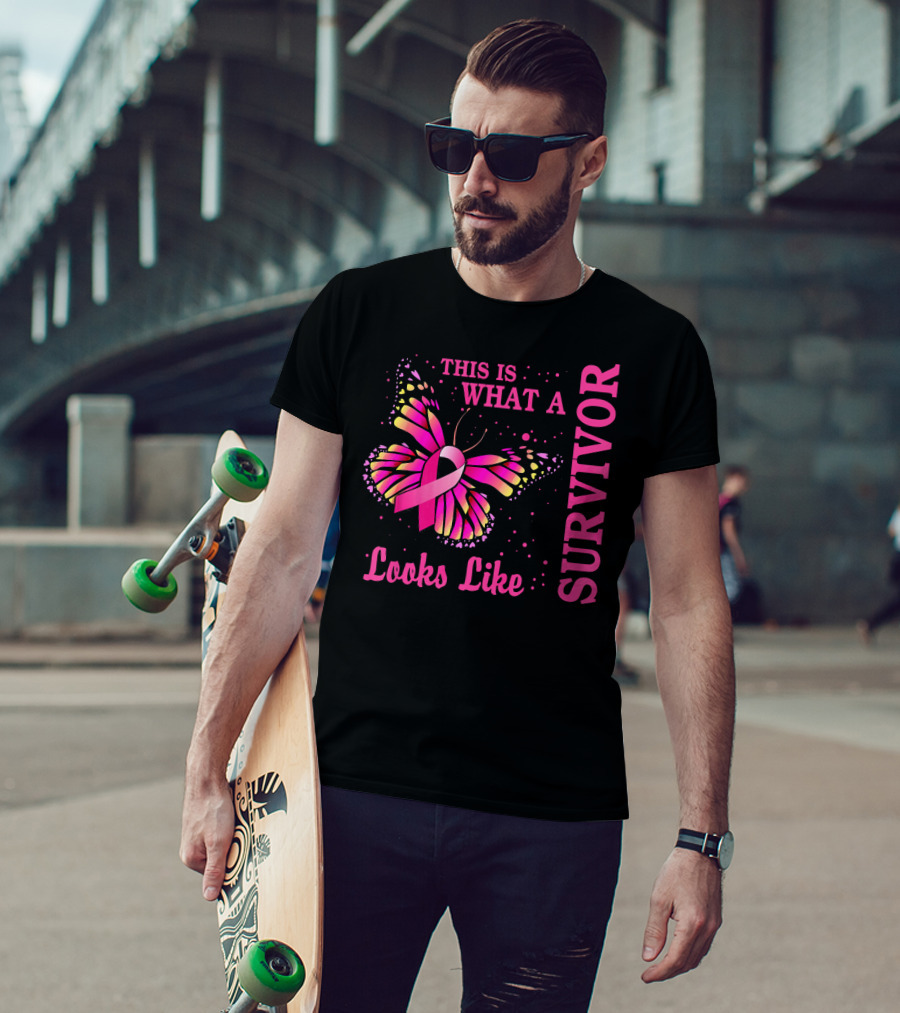 This Is What A Survivor Looks Like Brea Butterfly Pink T-Shirt
