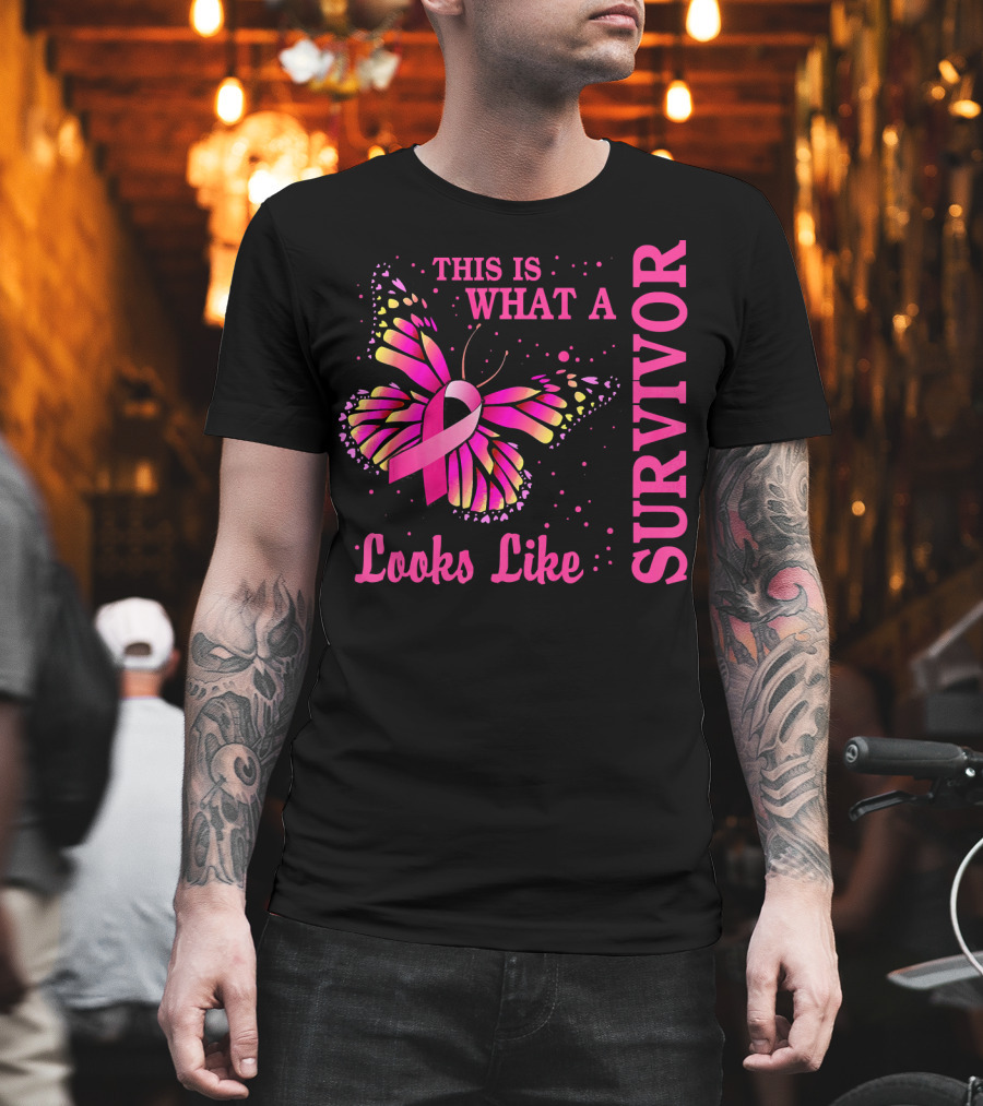 This Is What a Survivor Looks Like Brea Butterfly Pink T-Shirt