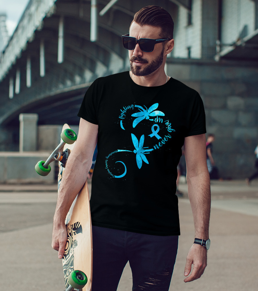 Fighting Never Give Up Ovarian Cancer Awareness Dragonfly T-Shirt