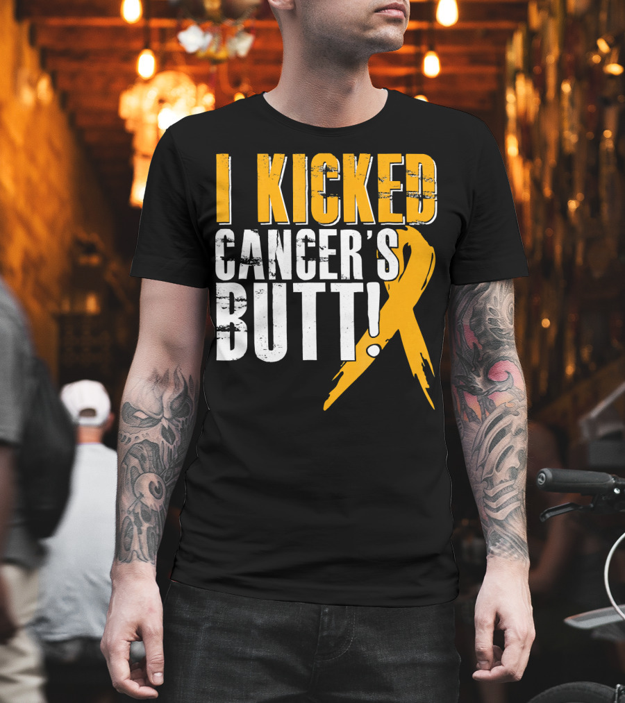 I Kicked Cancer's Butt Childhood Cancer Awareness Survivor T-Shirt