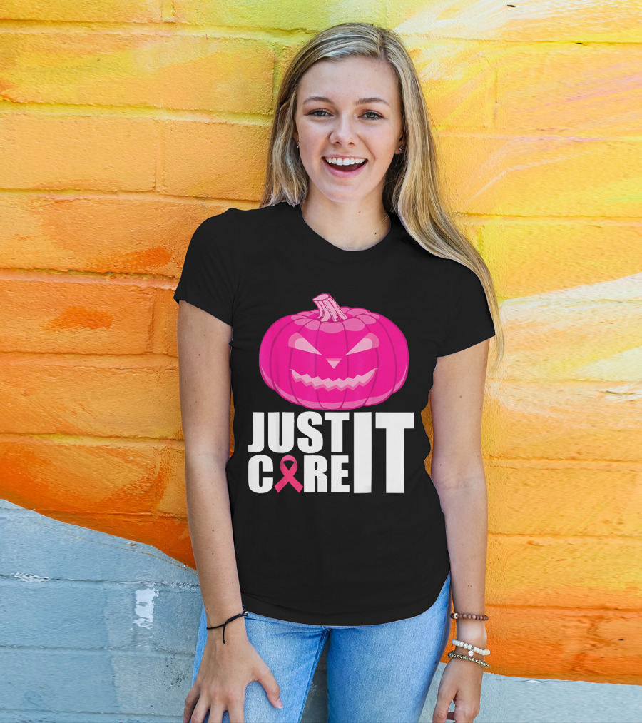 Just Cure It Pink Pumpkin Breast Cancer Awareness T-Shirt