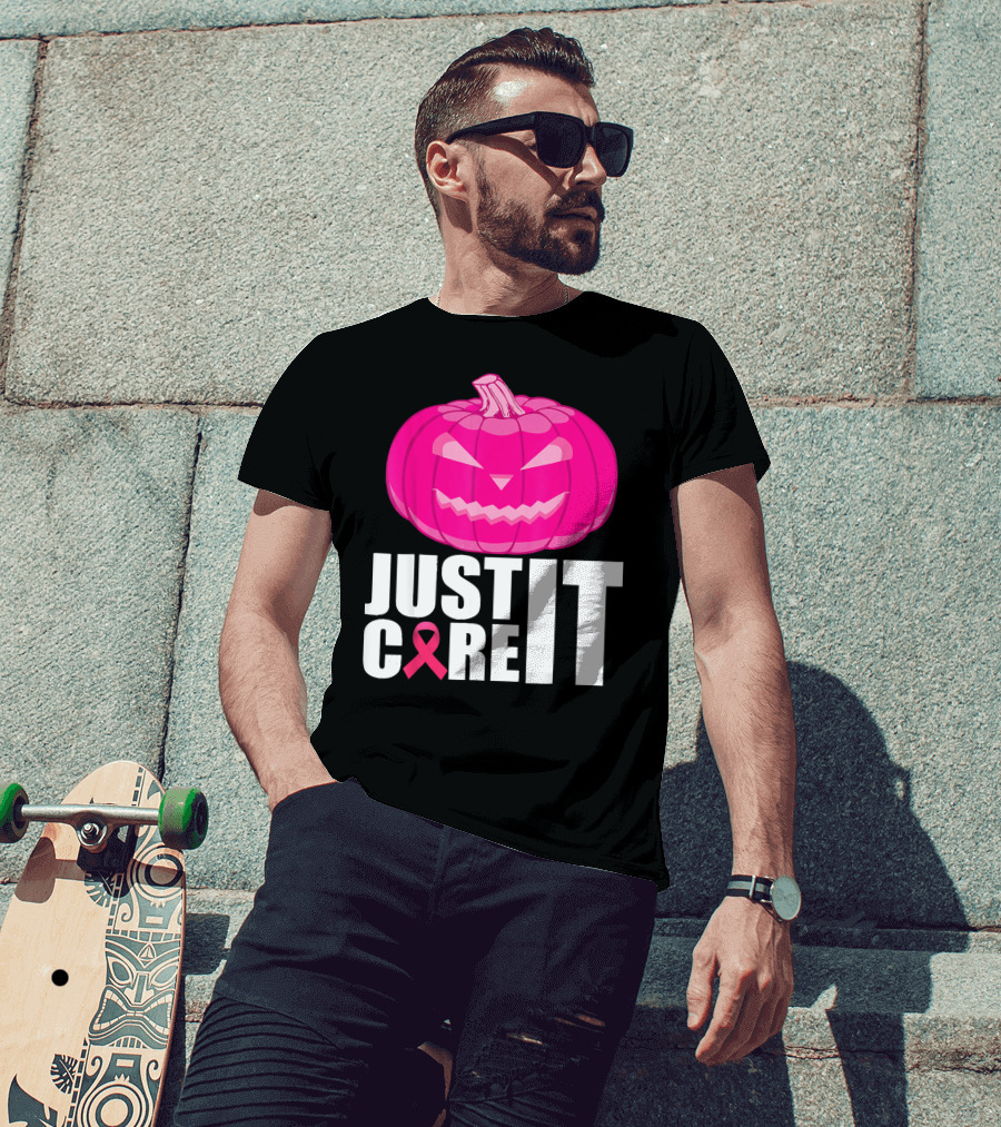 Just Cure It Pink Pumpkin Breast Cancer Awareness T-Shirt