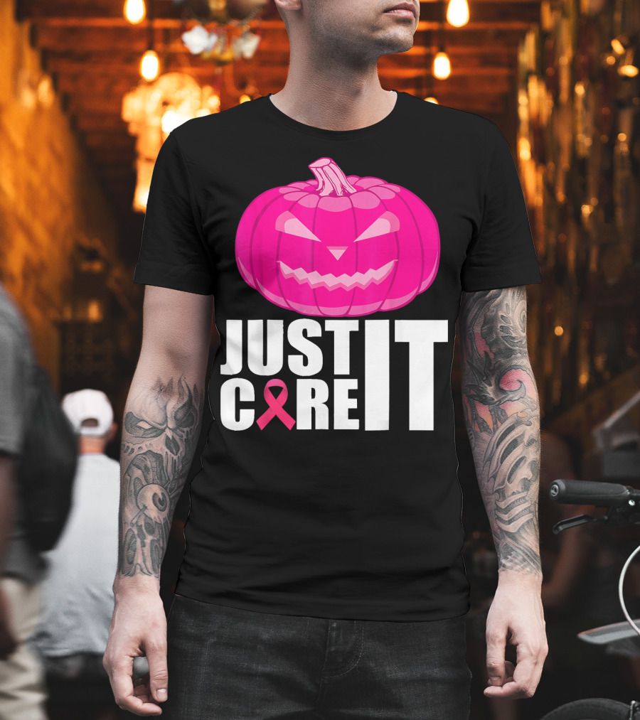 Just Cure It Pink Pumpkin Breast Cancer Awareness T-Shirt