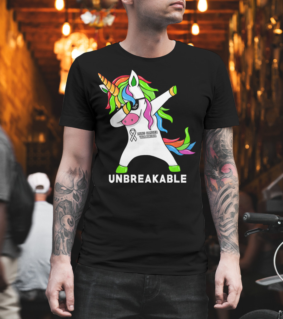 Unbreakable Lung Cancer Awareness Unicorn Warrior T-Shirt