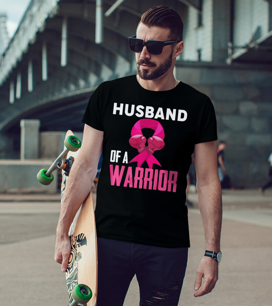 Husband Of A Warrior Breast Cancer Awareness Boxing Gloves T-Shirt