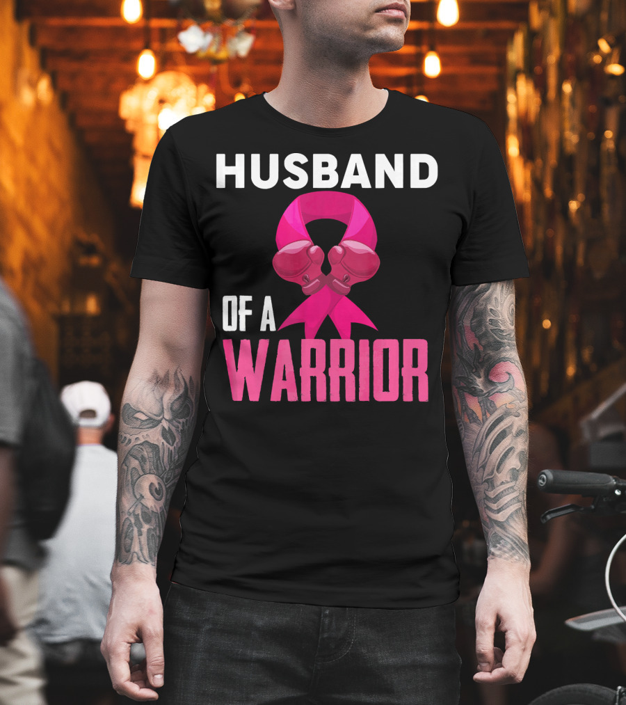 Husband of a Warrior Breast Cancer Awareness Boxing Gloves T-Shirt