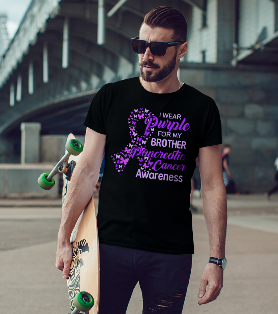 I Wear Purple For My Brother Pancreatic Cancer Awareness T-Shirt