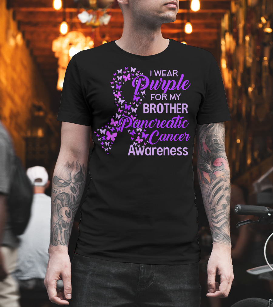 I Wear Purple for My Brother Pancreatic Cancer Awareness T-Shirt