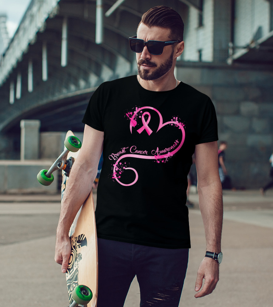 Heart Pink Ribbon Breast Cancer Awareness T-Shirt