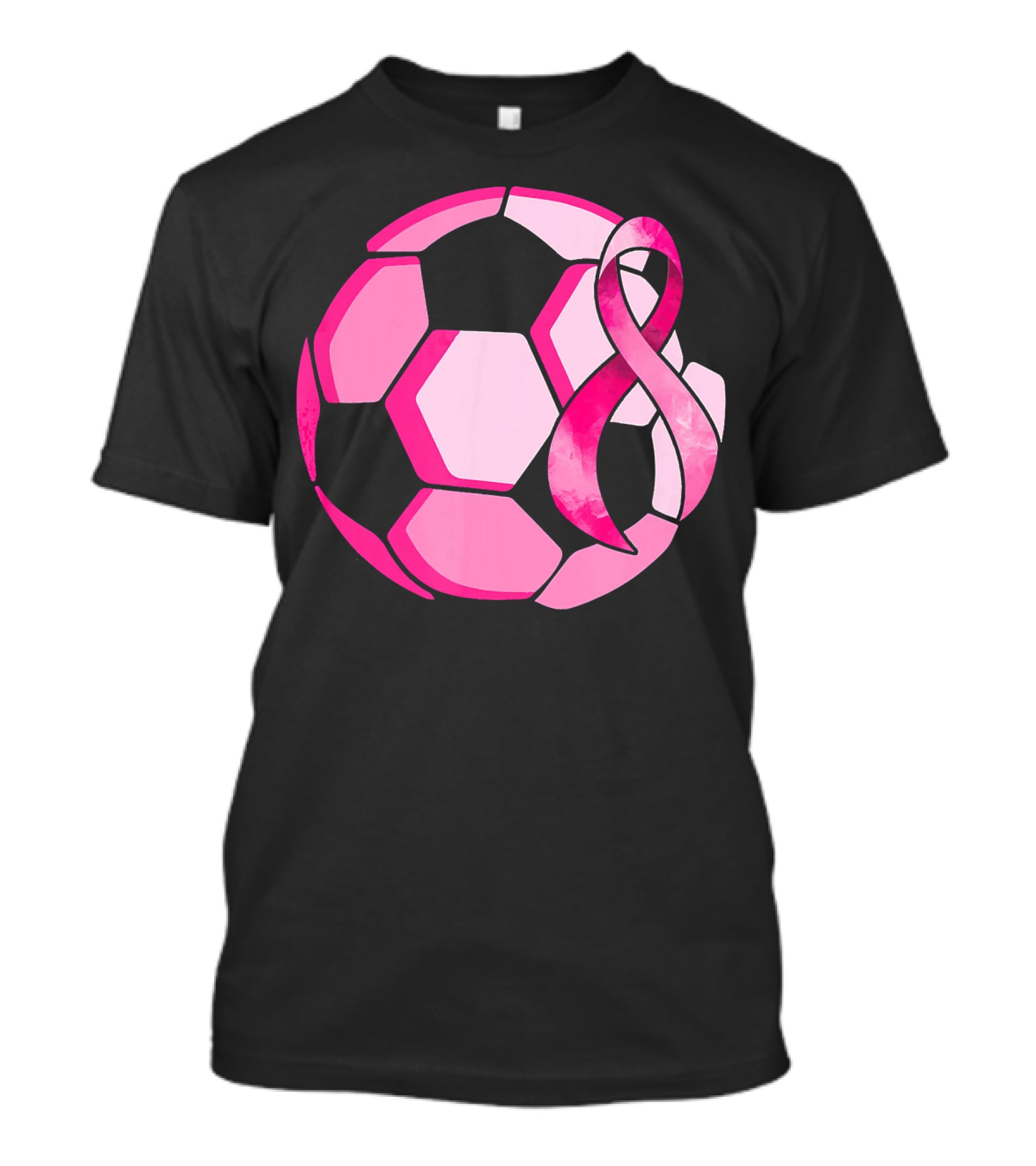 Pink Ribbon Soccer Ball Breast Cancer Awareness T-Shirt