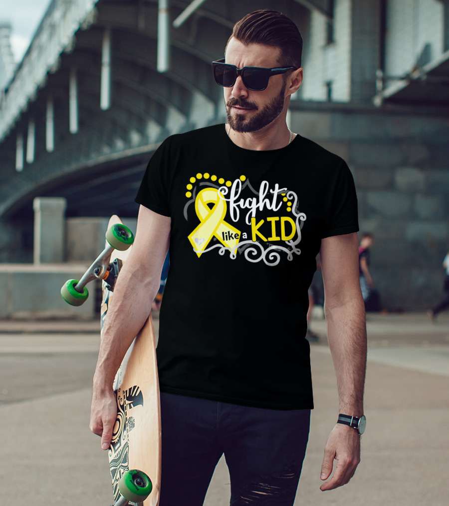 Fight Like A Kid Childhood Cancer Awareness Yellow T-Shirt
