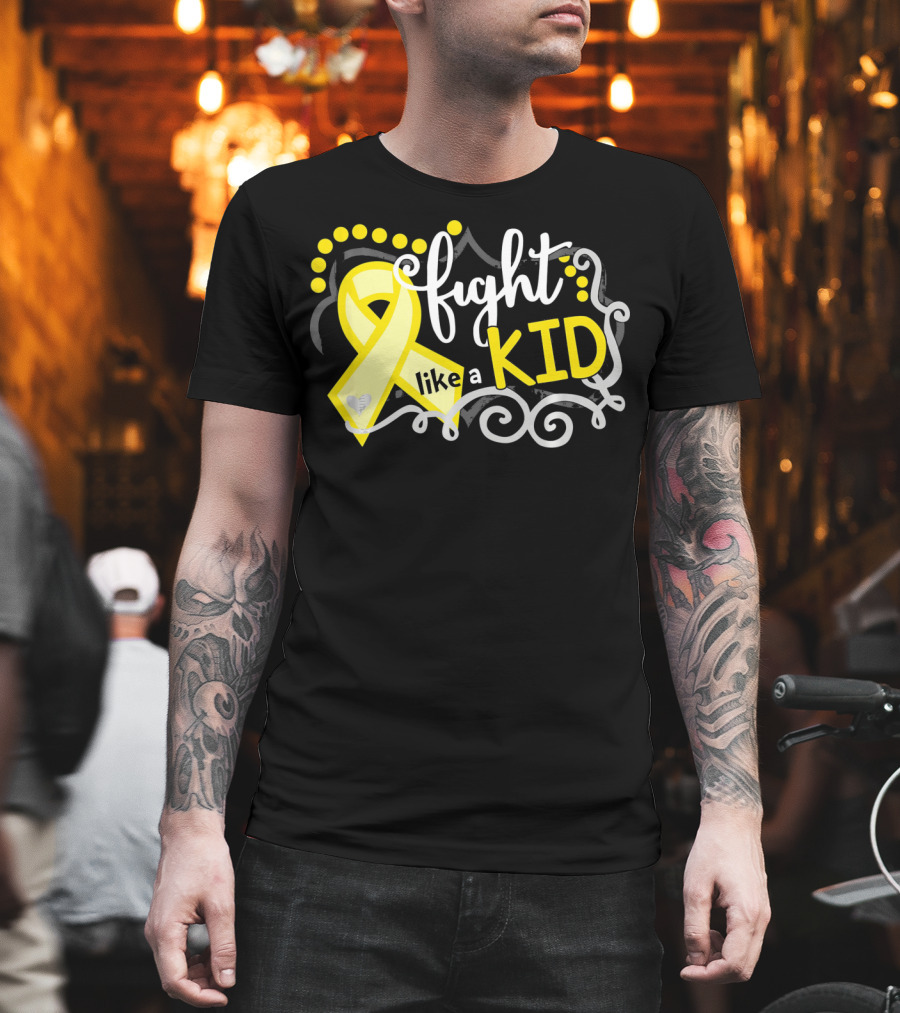 Fight Like a Kid Childhood Cancer Awareness Yellow T-Shirt