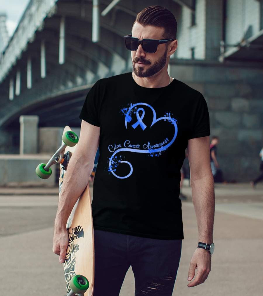 Heart Ribbon Colon Cancer Awareness T-Shirt