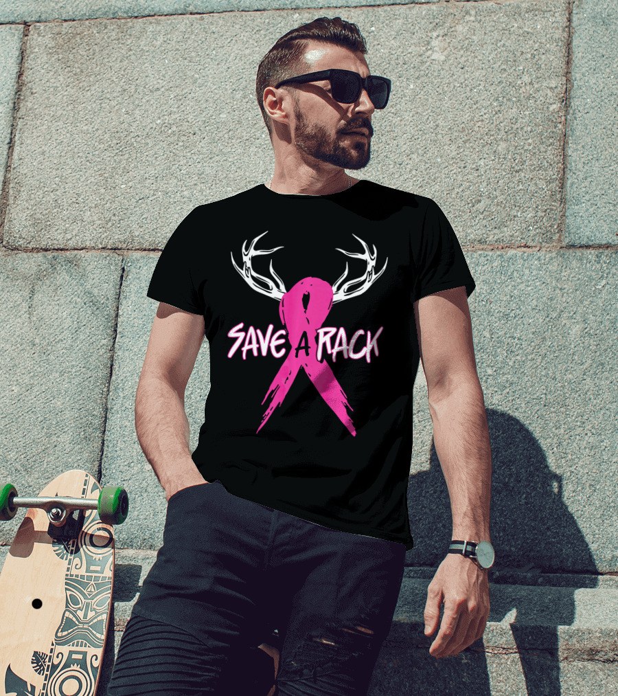 Save A Rack Breast Cancer Awareness Antlers Pink T-Shirt
