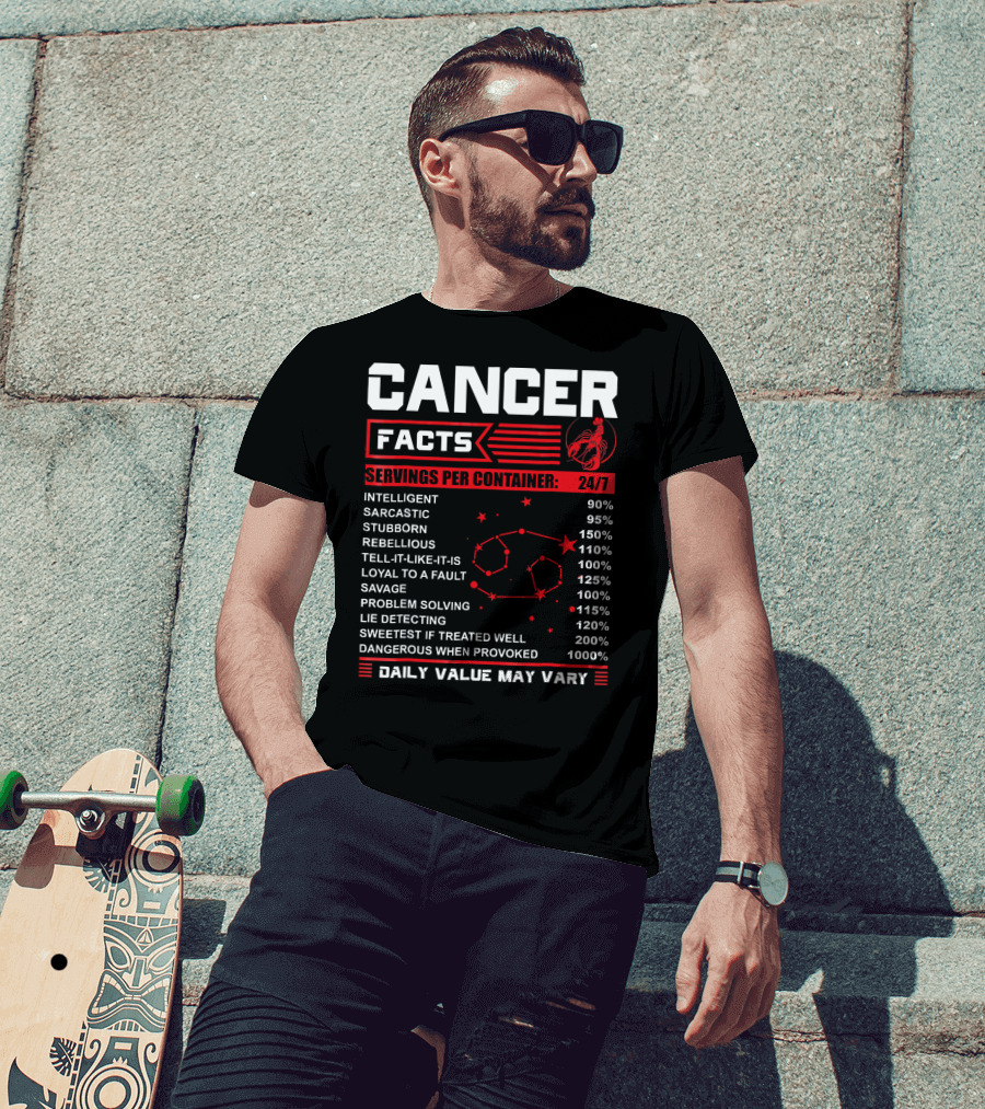 Cancer Facts Zodiac Traits Daily Value May Vary T-Shirt