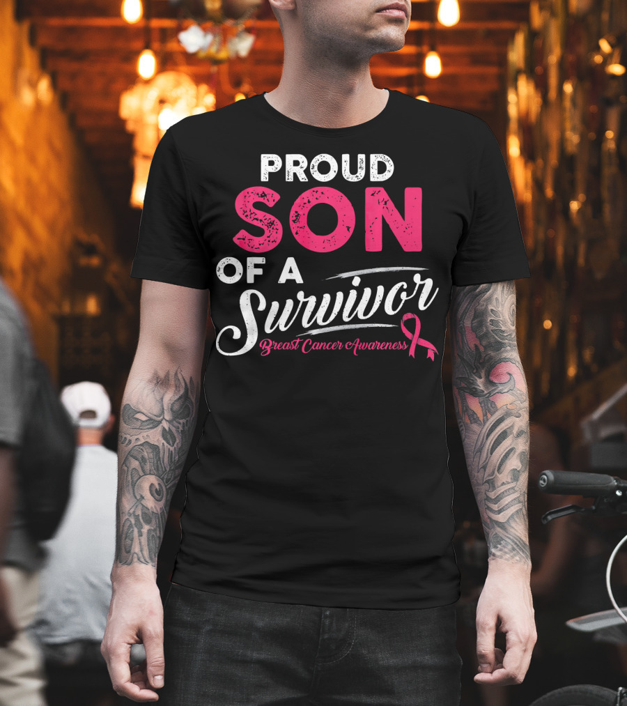 Proud Son of a Survivor Breast Cancer Awareness T-Shirt