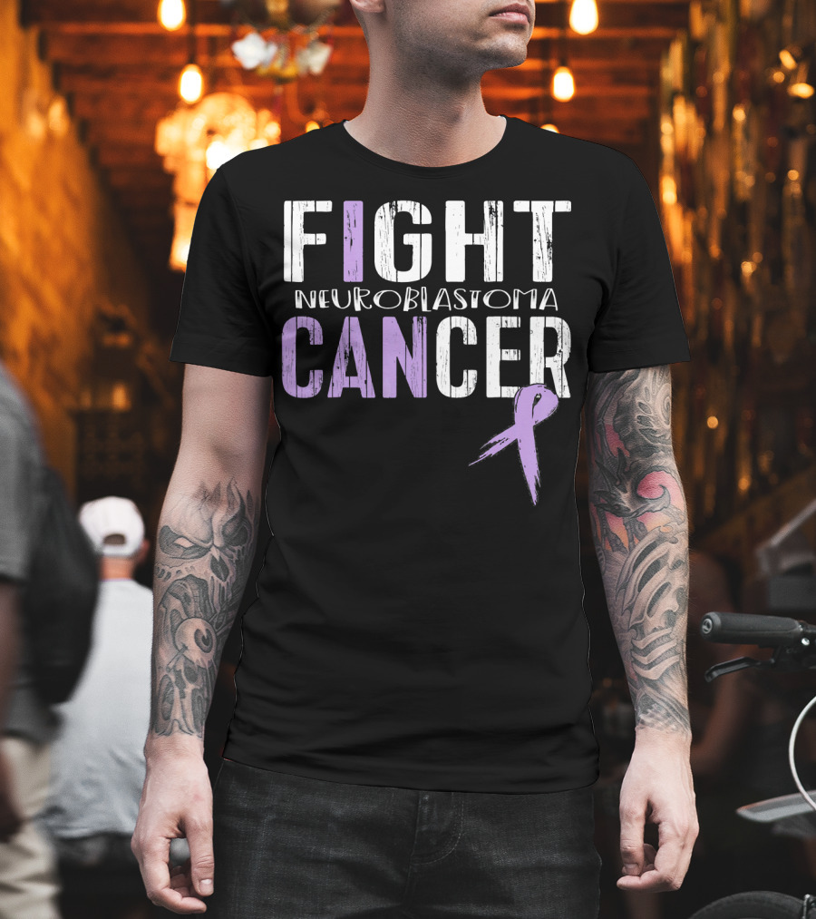 FIGHT NEUROBLASTOMA CANCER Purple Ribbon Awareness T-Shirt