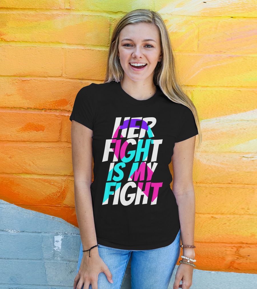 Her Fight Is My Fight Ribbon Thyroid Cancer Awareness T-Shirt