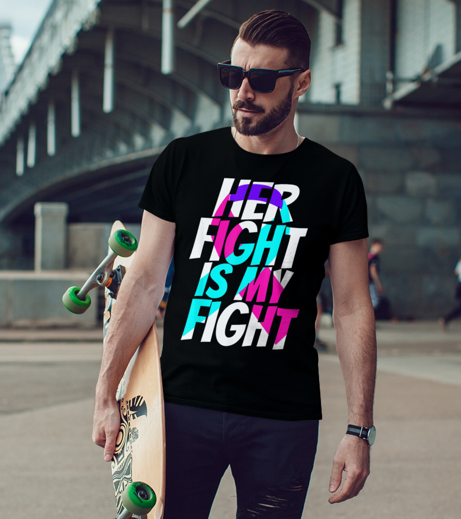 Her Fight Is My Fight Ribbon Thyroid Cancer Awareness T-Shirt