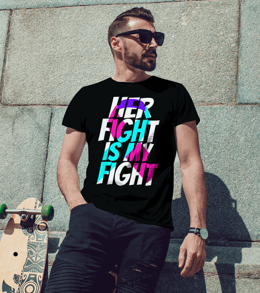 Her Fight Is My Fight Ribbon Thyroid Cancer Awareness T-Shirt
