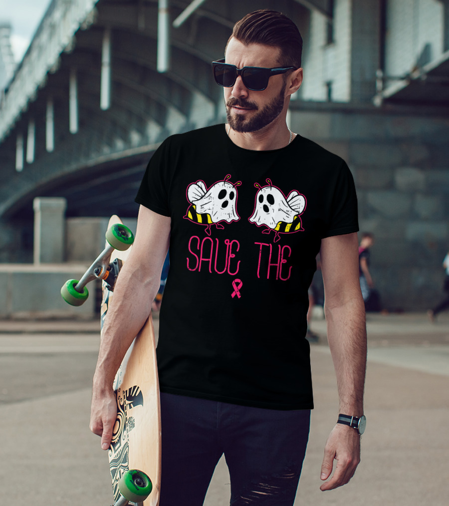 Save The Boo Bees Funny Halloween Breast Cancer Awareness T-Shirt