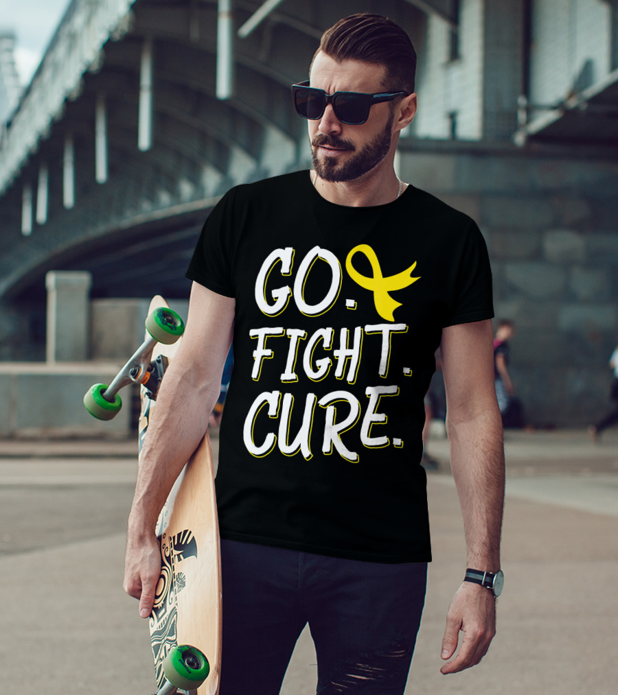 Go Fight Cure Childhood Cancer Gold Ribbon Awareness T-Shirt