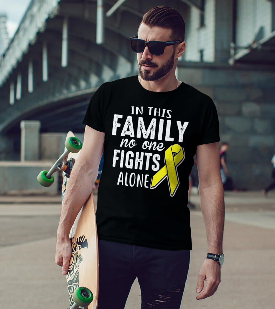 In This Family No One Fights Alone Yellow Ribbon Sarco T-Shirt