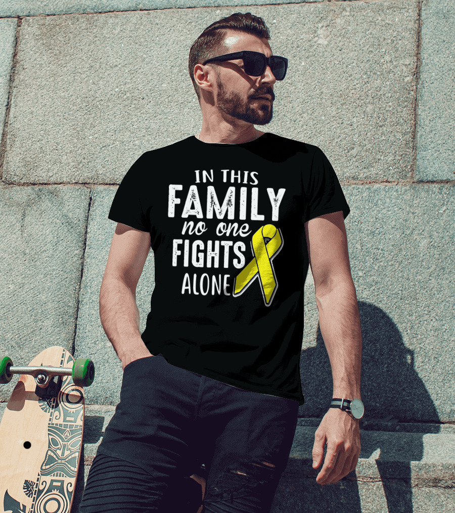 In This Family No One Fights Alone Yellow Ribbon Sarco T-Shirt