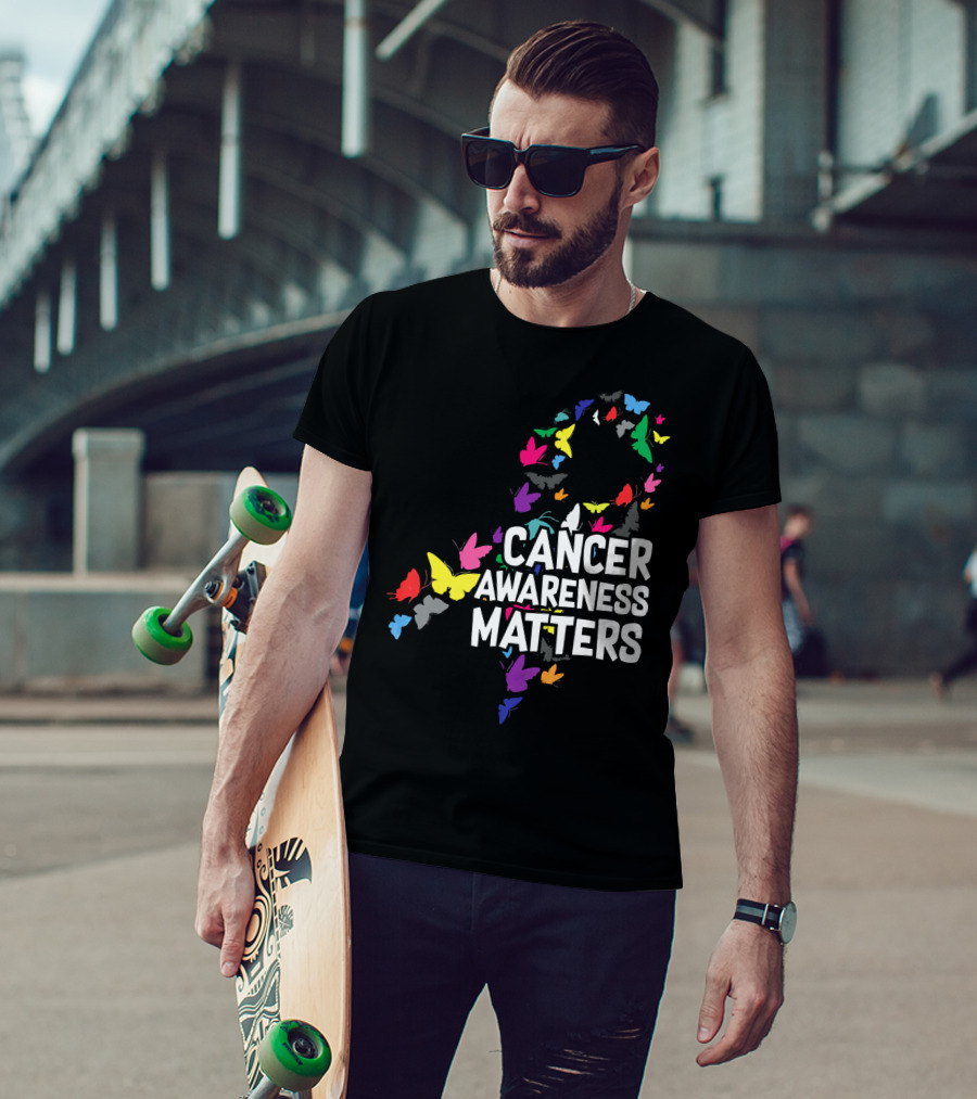 Cancer Awareness Matters Butterfly Ribbon T-Shirt