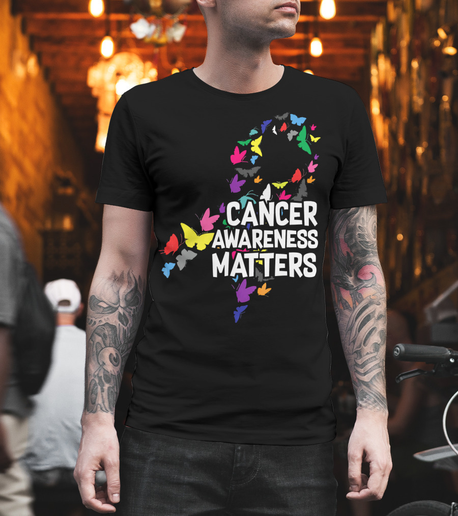 Cancer Awareness Matters Butterfly Ribbon T-Shirt