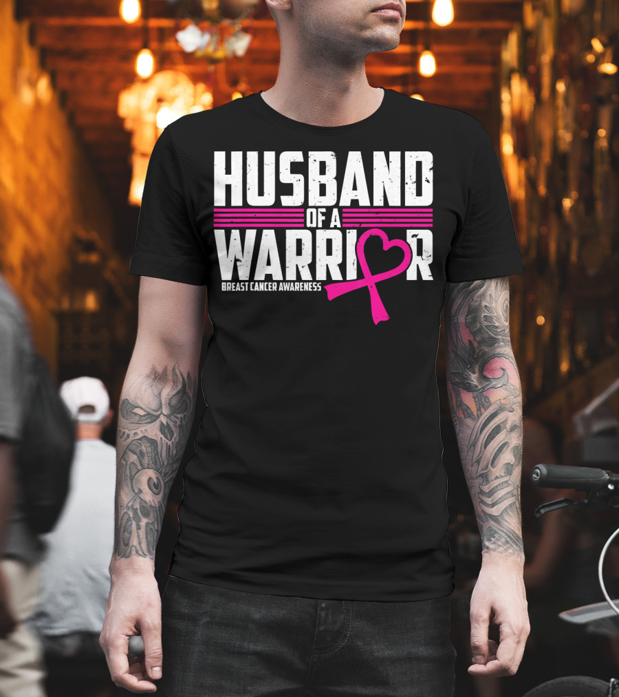Husband of a Warrior Breast Cancer Awareness T-Shirt