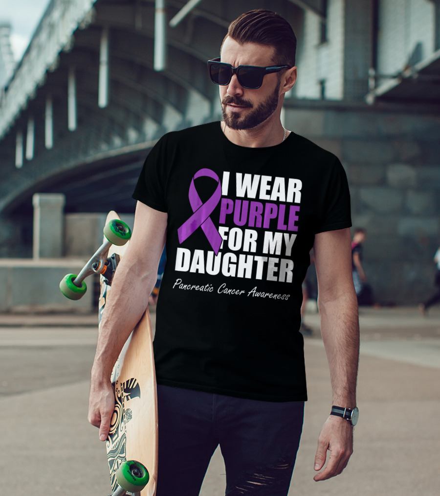 I Wear Purple For My Daughter Pancreatic Cancer Awareness T-Shirt