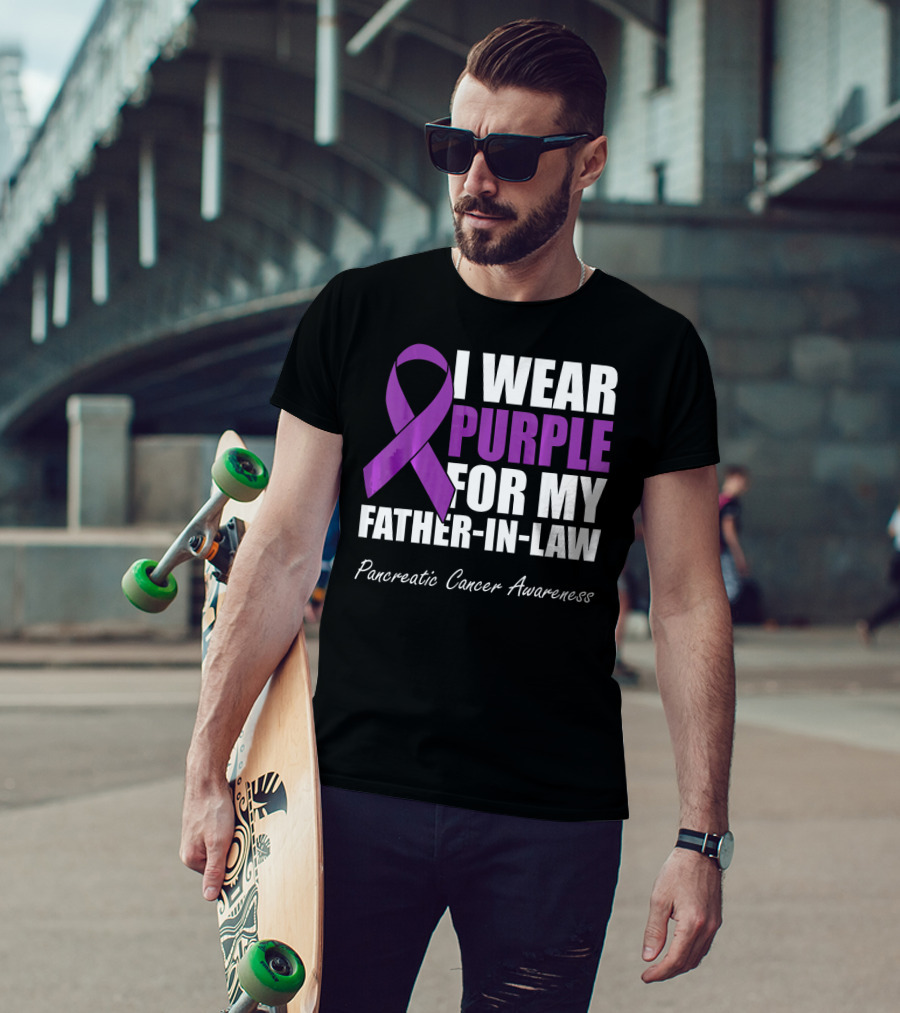 I Wear Purple For My Father-in-Law Pancreatic Cancer Awareness T-Shirt