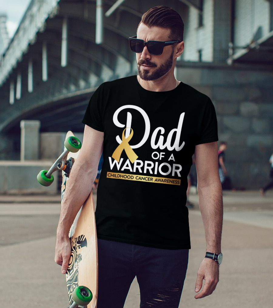 Dad Of A Warrior Childhood Cancer Awareness T-Shirt