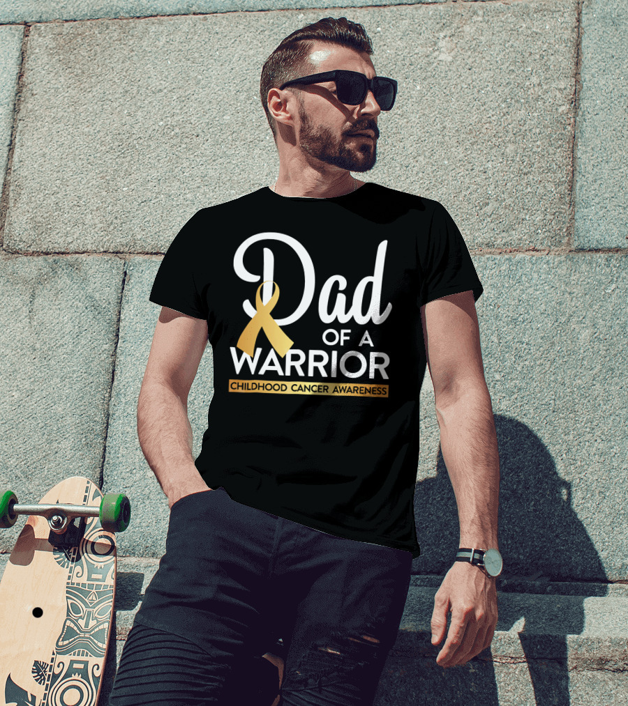 Dad Of A Warrior Childhood Cancer Awareness T-Shirt