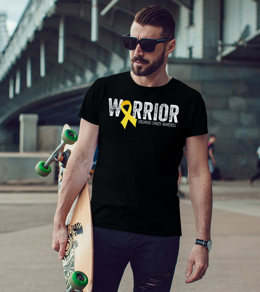 Warrior Yellow Ribbon Childhood Cancer Awareness T-Shirt