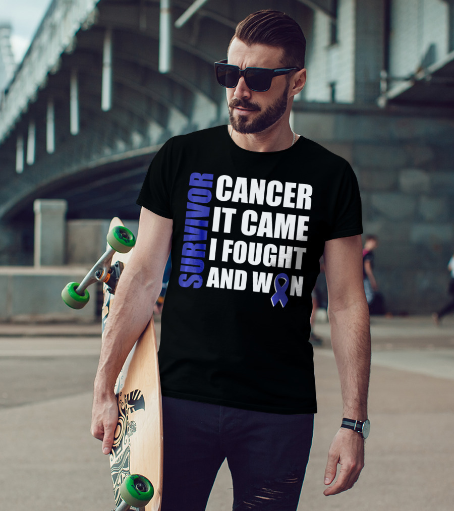 Survivor Cancer It Came I Fought And Won Blue T-Shirt