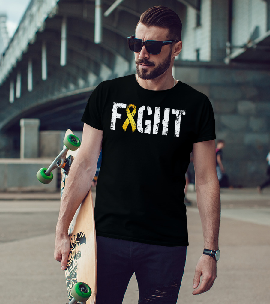 Fight Childhood Cancer Yellow Ribbon Military Style Go T-Shirt