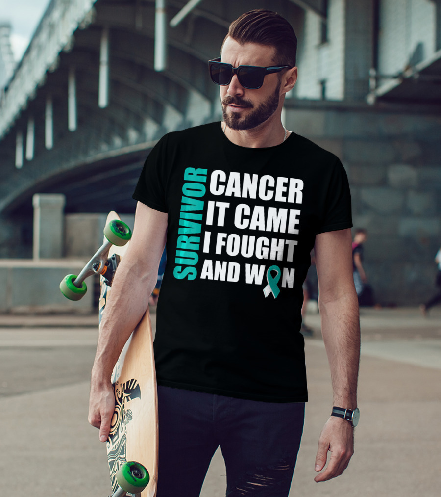 Survivor Cancer It Came I Fought And Won Cervical Cancer Awareness Fight Cancer T-Shirt